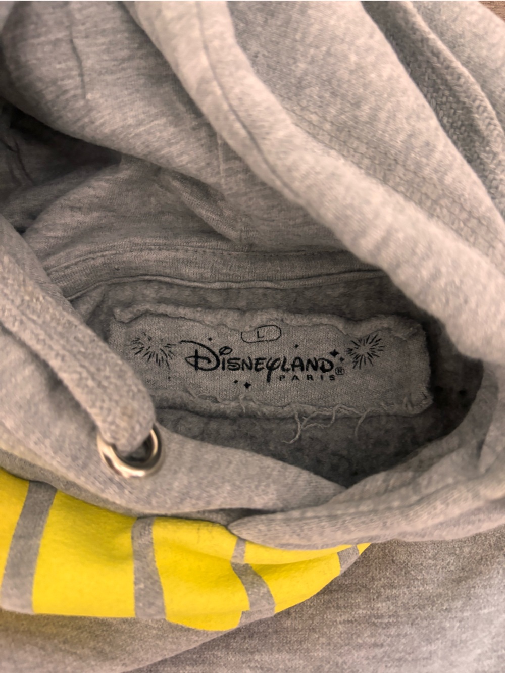 Disneyland Paris Gray Thumper Hoodie with Yellow Stripe Accent